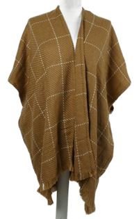 Nové - Dámský béžovo-bílý kostkovaný pletený pléd 