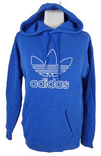 Dámská safírová mikina s logem a kapucí Adidas 
