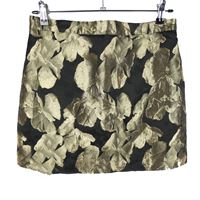 Dámská černo-zlatá květovaná mini sukně Primark 