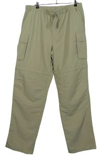 Pánské béžové šusťákové kalhoty s kapsami vel. 36-38