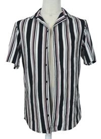 Pánská černo-bílo-vínová pruhovaná košile Primark 