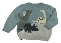 Modro-šedý svetr s dinosaury George