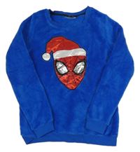 Modrá chlupatá domácí mikina se Spidermanem 