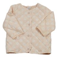 Světlerůžová květinová šusťáková prošívaná zateplená bunda 