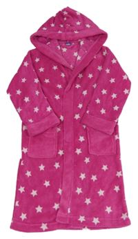 Neonově růžový chlupatý župan s hvězdami a kapucí Lupilu