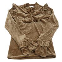 Hnědá pruhovaná sametová mikina s mašlemi