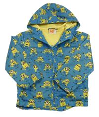 Modrá šusťáková jarní bunda s Mimoni a kapucí