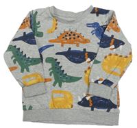 Světlešedá mikina s dinosaury matalan