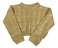 Béžovo-zlatý crop svetr Zara