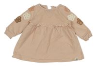 Světlerůžové teplákové šaty s kytičkami 