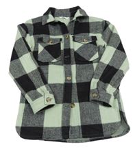 Černo-modrý kostkovaný vlněný kabát H&M