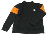 Černo-oranžová sportovní propínací mikina s nášivkou 