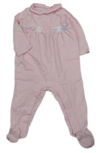 Růžový overal s límečkem a květinami 