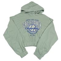 Zelená crop mikina s nápisem a kapucí H&M