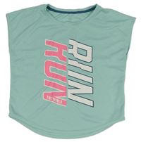 Mintové sportovní funkční perforované tričko s nápisem H&M