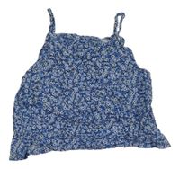 Modro-bílo-černý crop top s květinami H&M