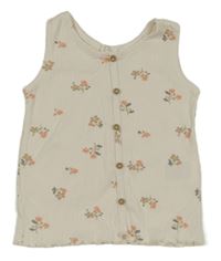 Bílý žerbrovaný top s květinami H&M