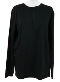 Pánské černé triko s knoflíky Livergy 