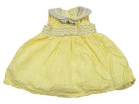 Žluto-bílé pruhované krepové šaty s výšivkami a límečkem Nutmeg