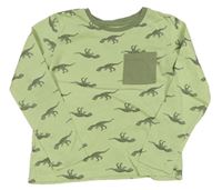 Zelenkavé triko s dinosaury H&M