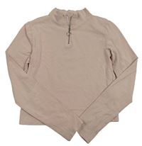 Světlerůžové crop triko se zipem New Look