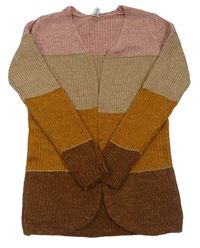 Růžovo-rezavo-hnědý pletený cardigan Yigga