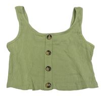 Khaki žebrovaný crop top Shein