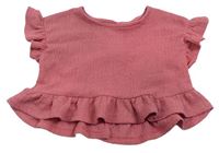 Růžové mačkané crop tričko Matalan