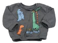 Tmavošedá mikina s dinosaury Primark