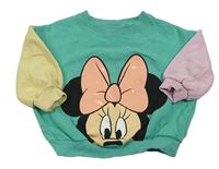 Zelená mikina s Minnie a barevnými rukávy Next