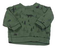 Khaki mikina se stromy a vlky C&A