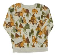 Šedá mikina s buvoly a stromy Tu