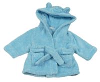 Azurový chlupatý župan s kapucí 