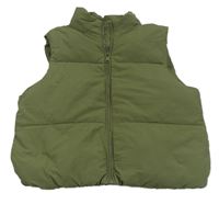 Khaki šusťáková zateplená crop vesta New Look