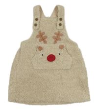 Béžové huňaté podšité laclové šaty se sobem Next