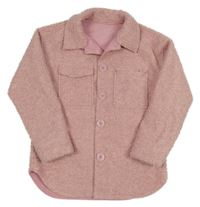 Světlerůžová huňatá košilová bunda Dunnes 