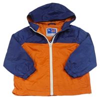 Tmavomodro-oranžová šusťáková podzimní bunda s kapucí Tu