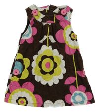 Hnědo-barevné květované manšestrové šaty Mini Boden