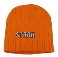 Oranžová čepice s nápisem