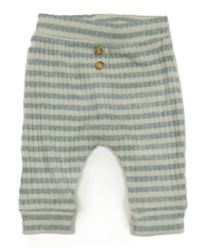 Modrozeleno-bílé pruhované úpletové tepláky s knoflíky George