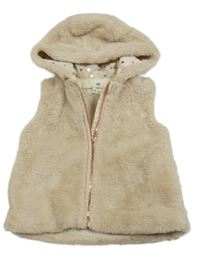 Béžová kožešinová podšitá vesta s kapucí H&M