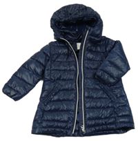 Tmavomodrá šusťáková prošívaná lehká zateplená bunda s kapucí Next