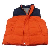 Tmavomodro-červená šusťáková zateplená vesta 