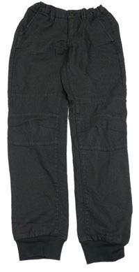 Tmavošedé plátěné cuff kalhoty S. Oliver