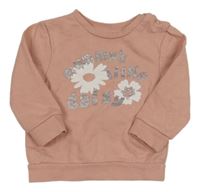 Růžová mikina s květy a nápisy PEP&CO