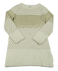 Smetanovo-zlaté pletené šaty 