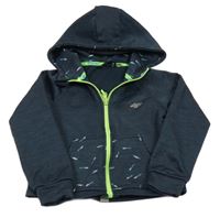 Tmavomodrá žíhaná sportovní propínací mikina se vzorem a kapucí 