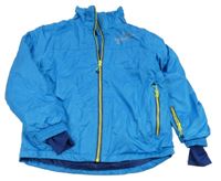 Modrá šusťáková lyžařská bunda s nápisem Crane