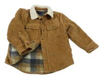 Hnědá manšestrová zateplená košilová bunda Next