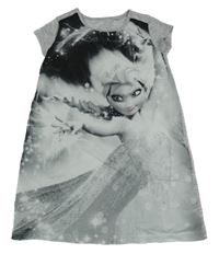 Šedo-černé pleteno/šifonové šaty s Elsou Disney